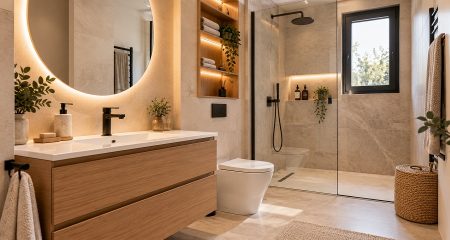 Cuarto de baño renovado moderno en Madrid